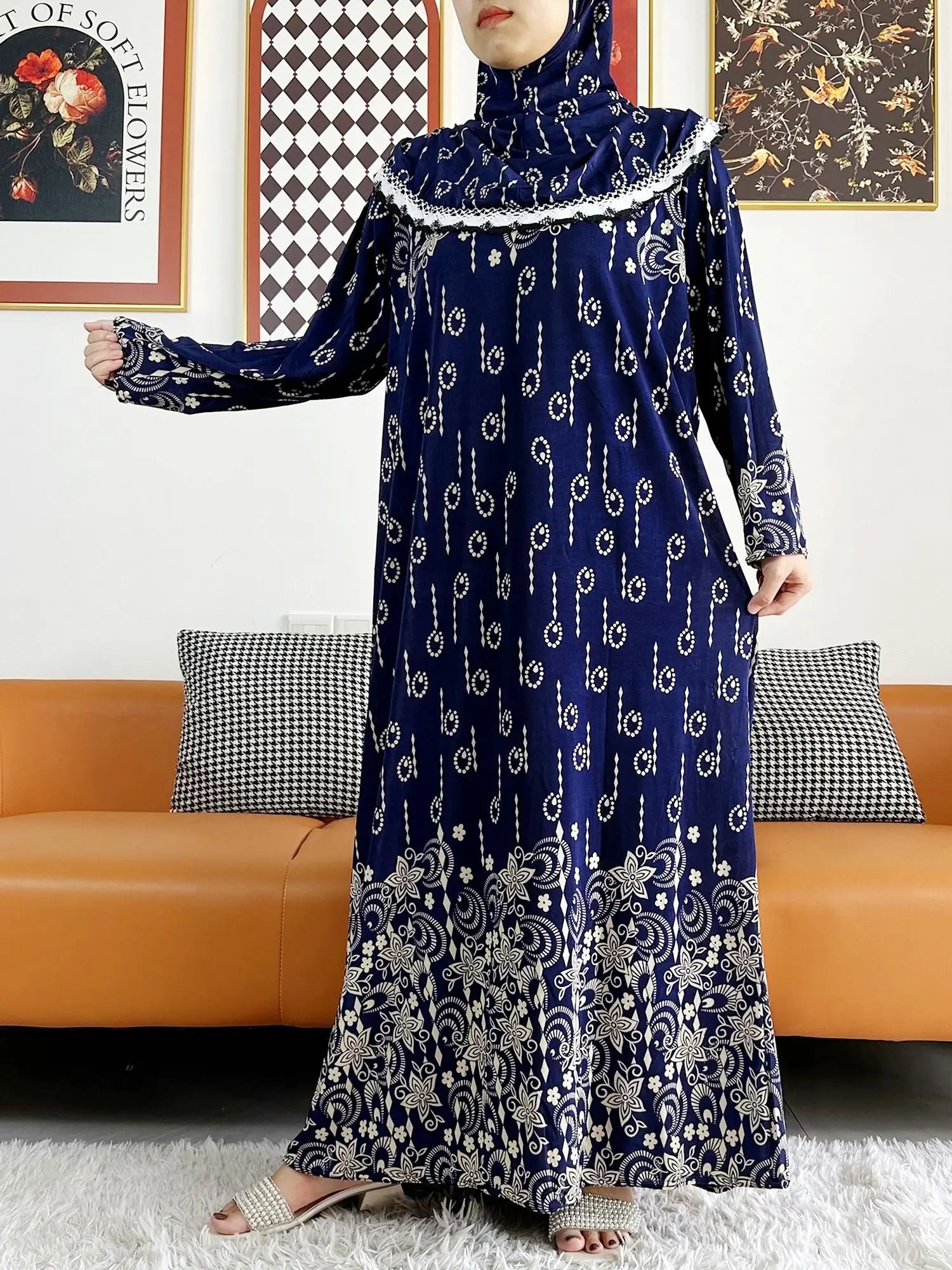Muslim Solid Cotton Abaya For Women