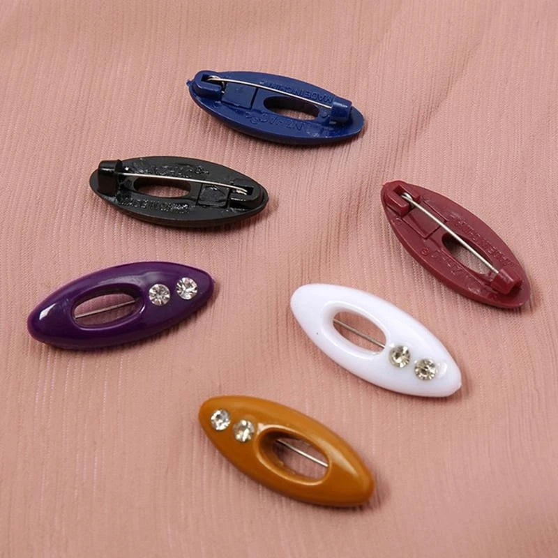 12-Piece Smooth Hijab Pins – Colorful Plastic Safety Scarf Clips