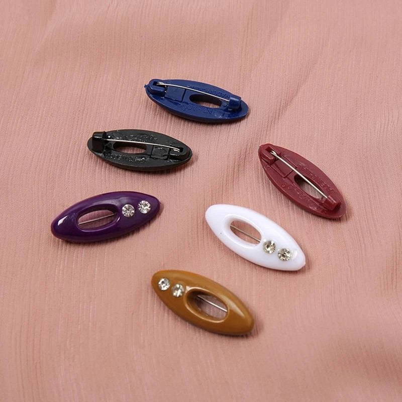 12-Piece Smooth Hijab Pins – Colorful Plastic Safety Scarf Clips