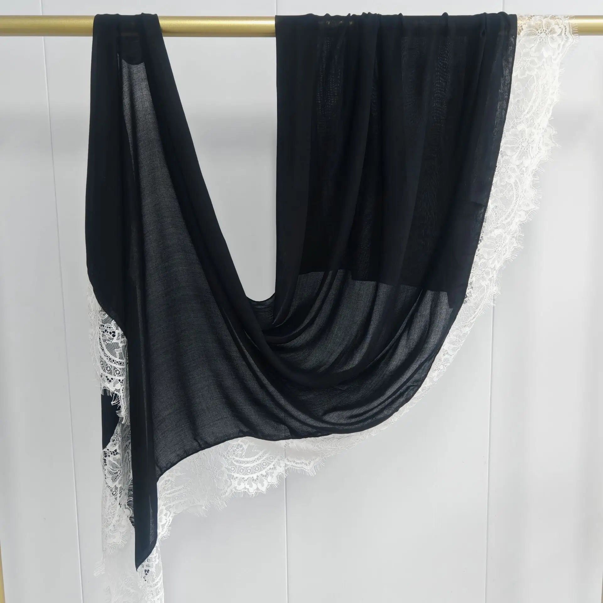 Lace Edge Modal Hijab Scarf – Breathable Cotton Turban Shawl