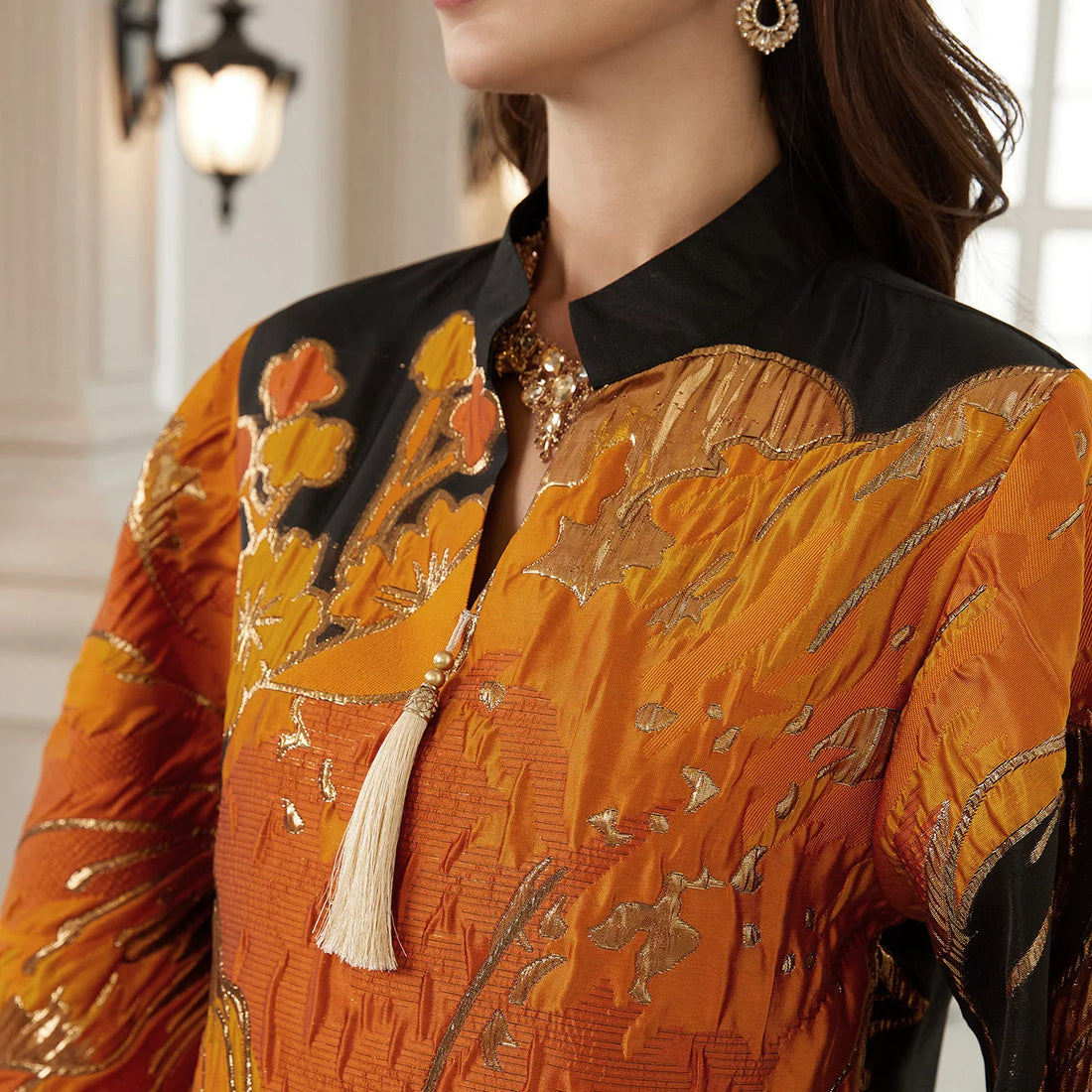 Floral Print Party Abaya – Eid Dubai Caftan Robe