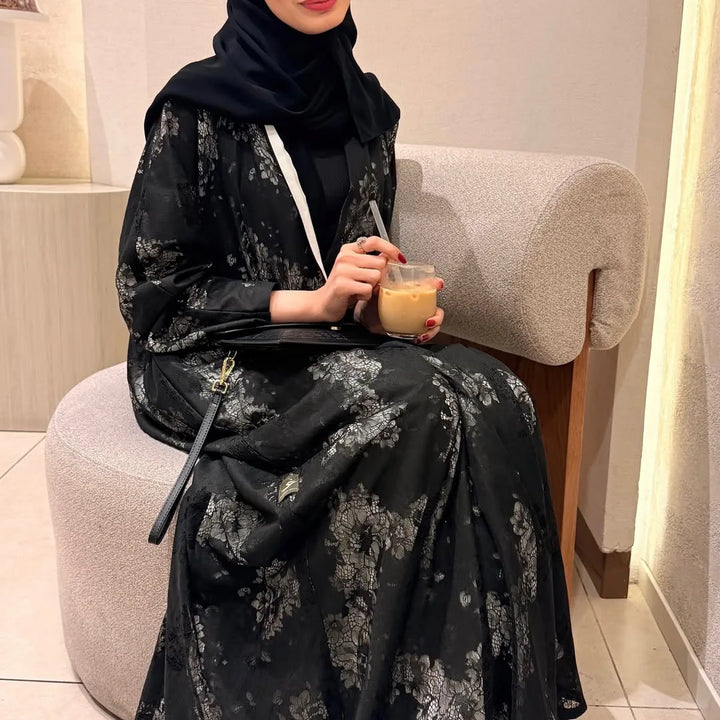 Women Open Abaya Cardigan – Long Arab Robe for Eid