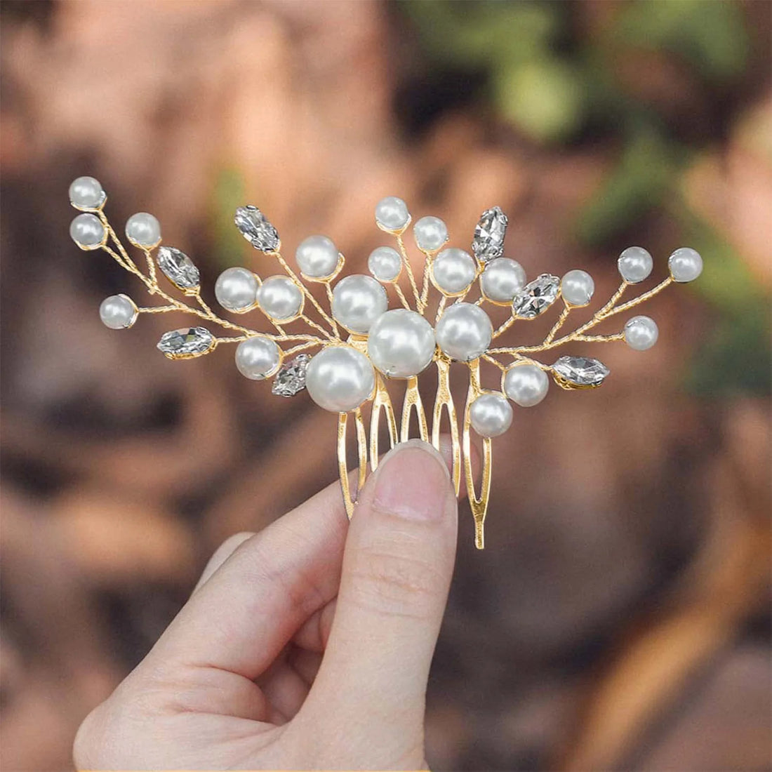 Bridal Pearl Hair Comb – Elegant White Pearl Headpiece for Women