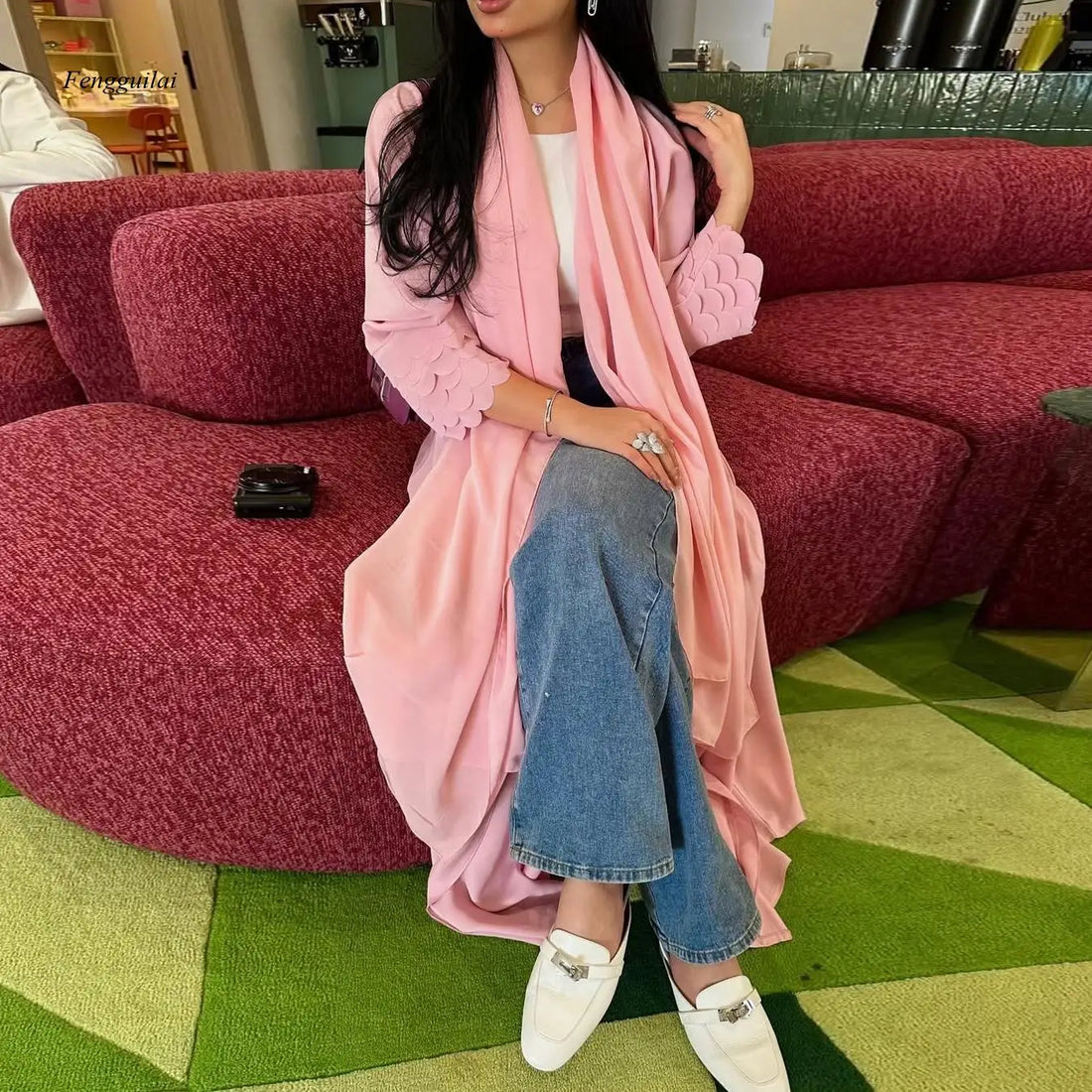 Pink Chiffon Kimono Cardigan – Flowy Maxi Duster Coat