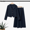 Elegant Women 2-Piece Skirt Suits Peak Lapel Long Sleeve Outfits