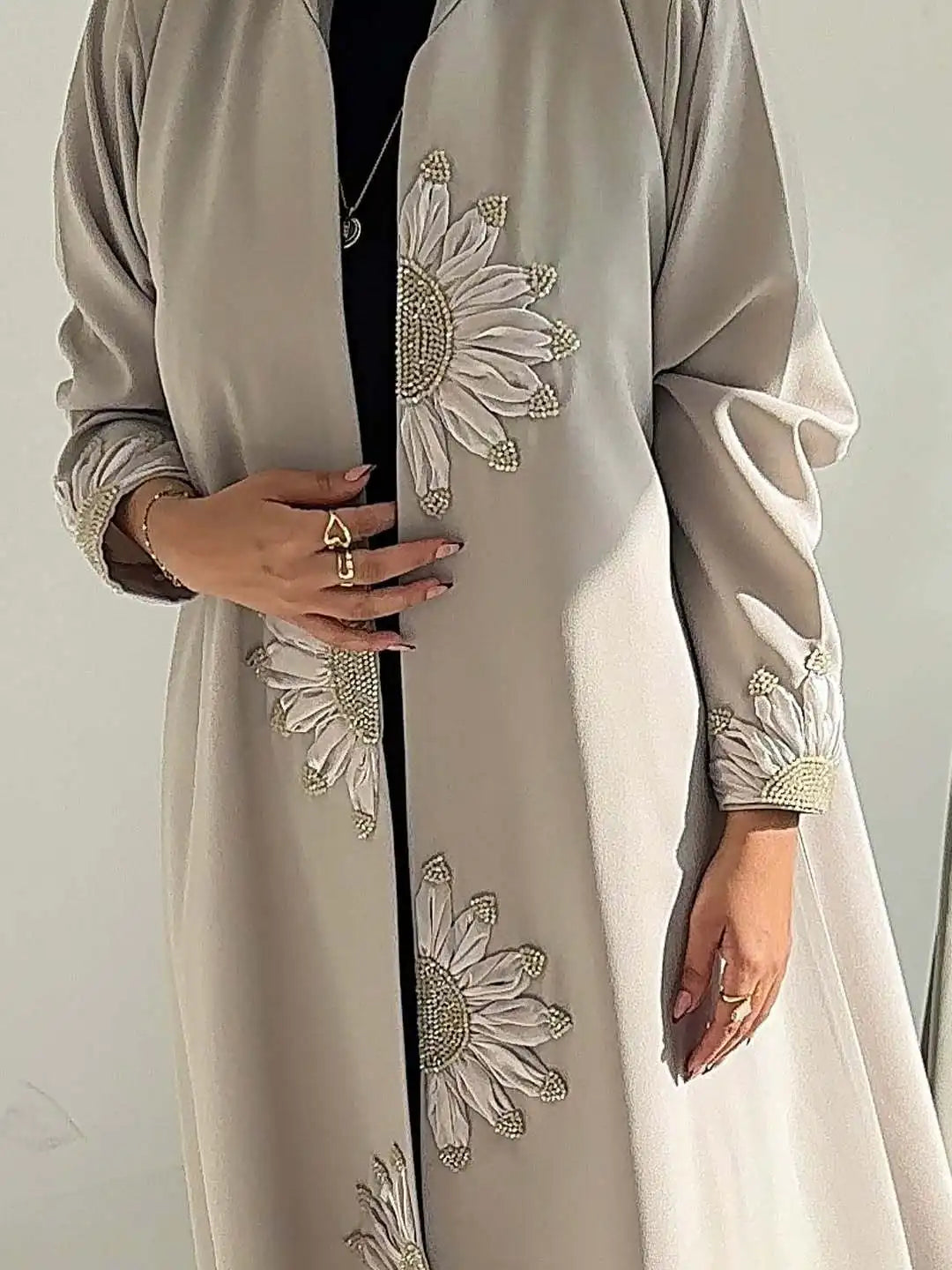 Embroidery Abaya Cardigan – Modest Eid Kaftan Robe