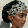 Elegant Floral Beaded Turban Hijab – Soft Stretch Head Wrap