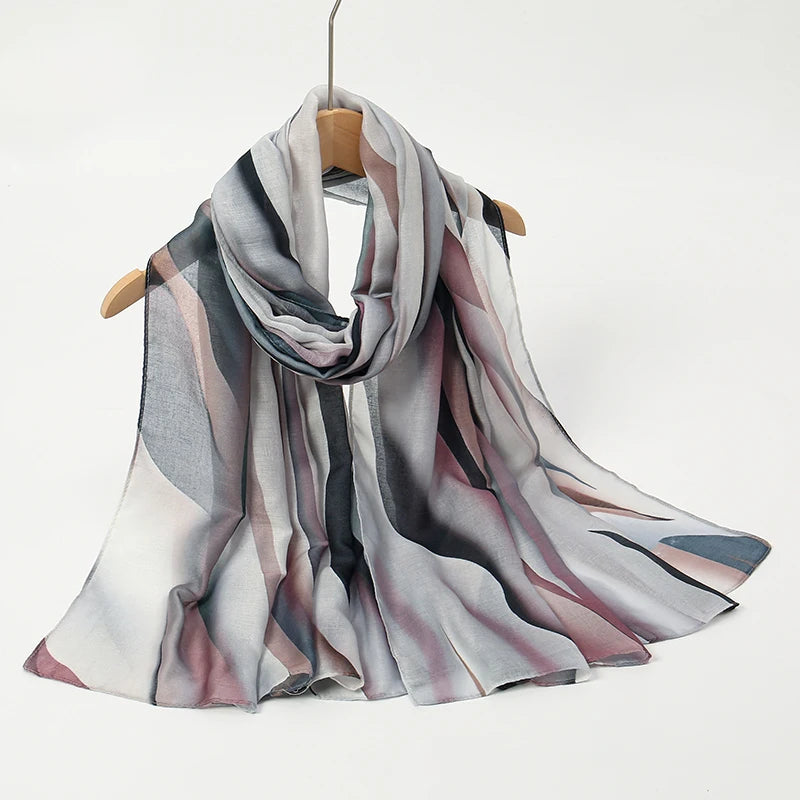 Watercolor Floral Modal-Feel Hijab – Lightweight Versatile Scarf