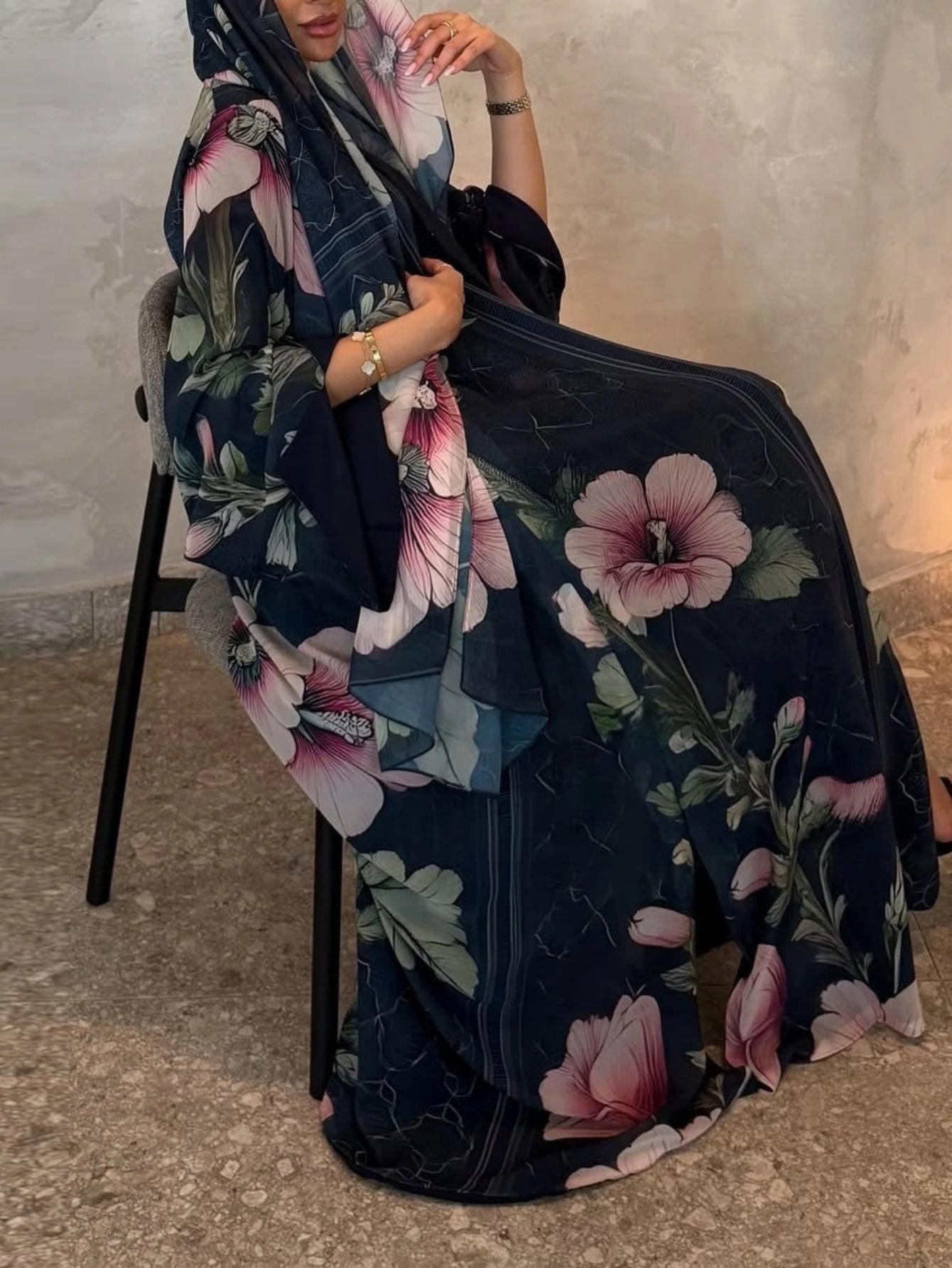 Eid Scarf Cardigan Abaya