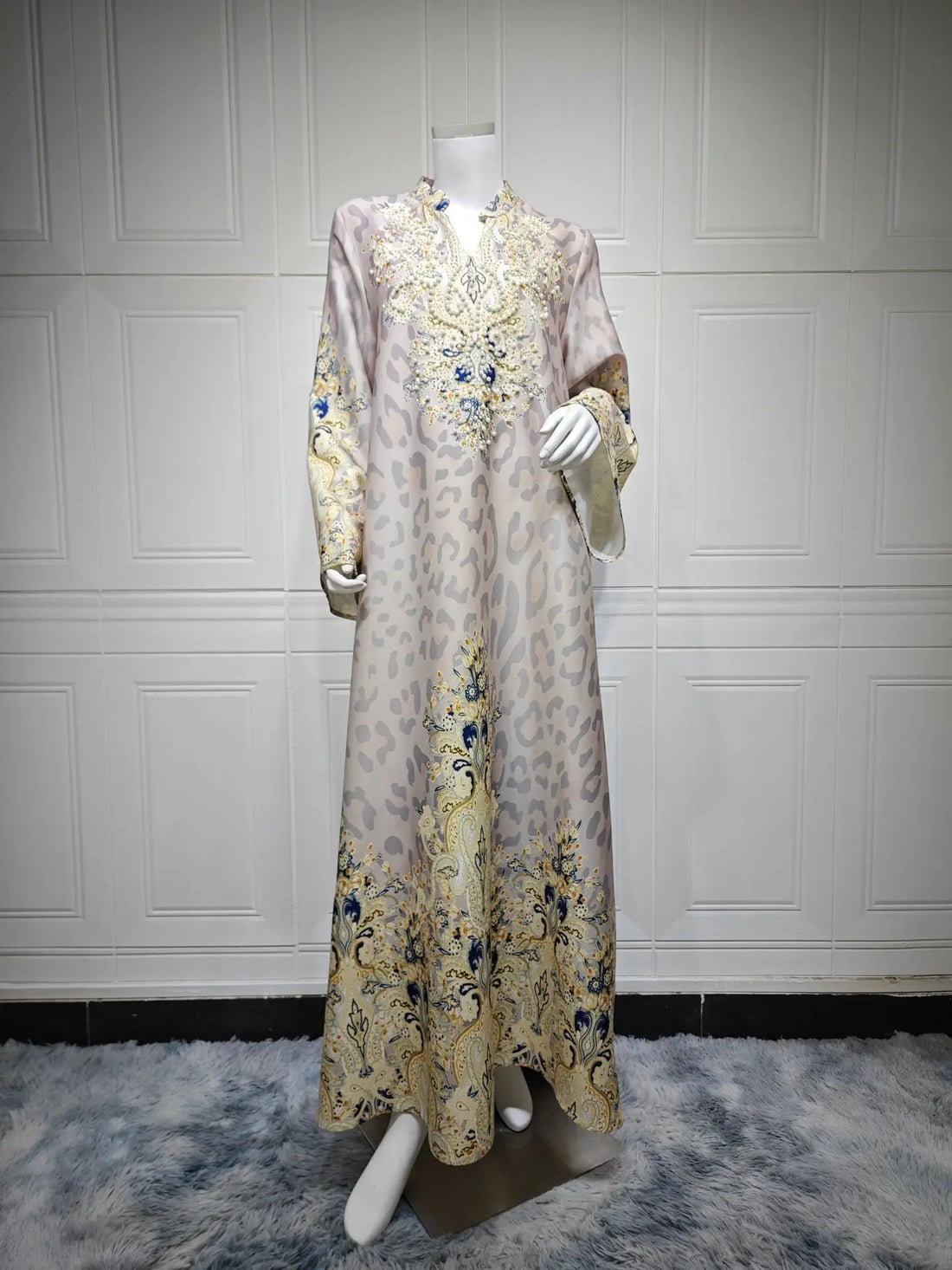 Floral Flare Abaya – Beaded Casual Eid Dress