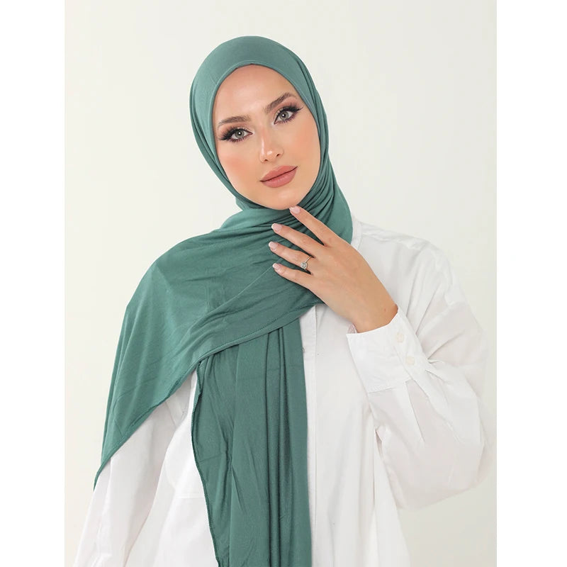 Soft Cotton Jersey Hijab – Long Plain Stretch Scarf