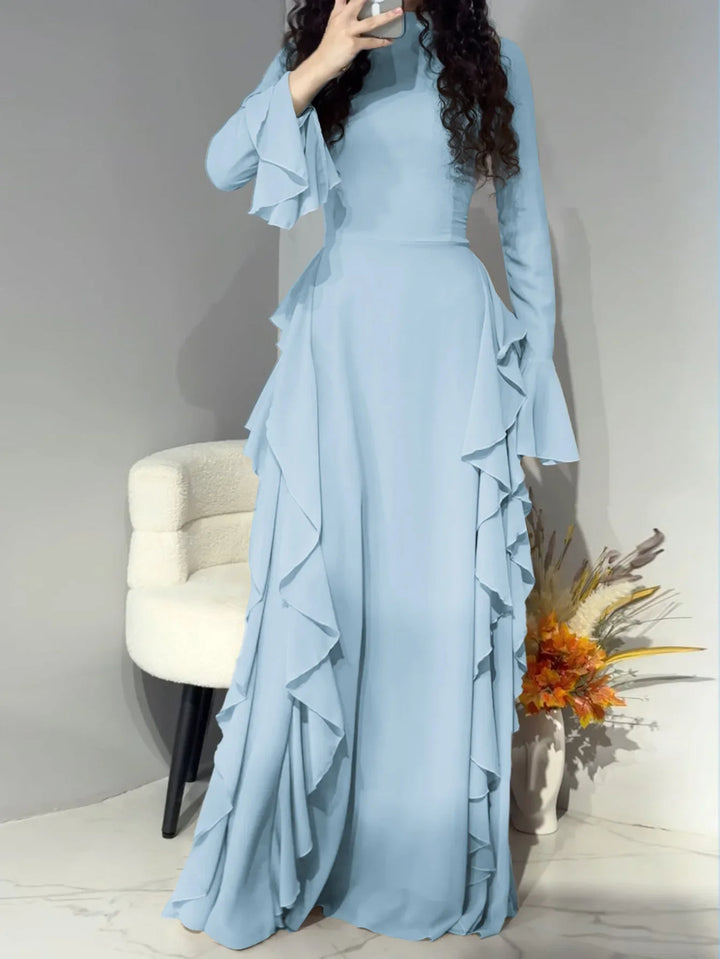 Eid Women Dress Muslim Abaya Ruffle Long Dresses
