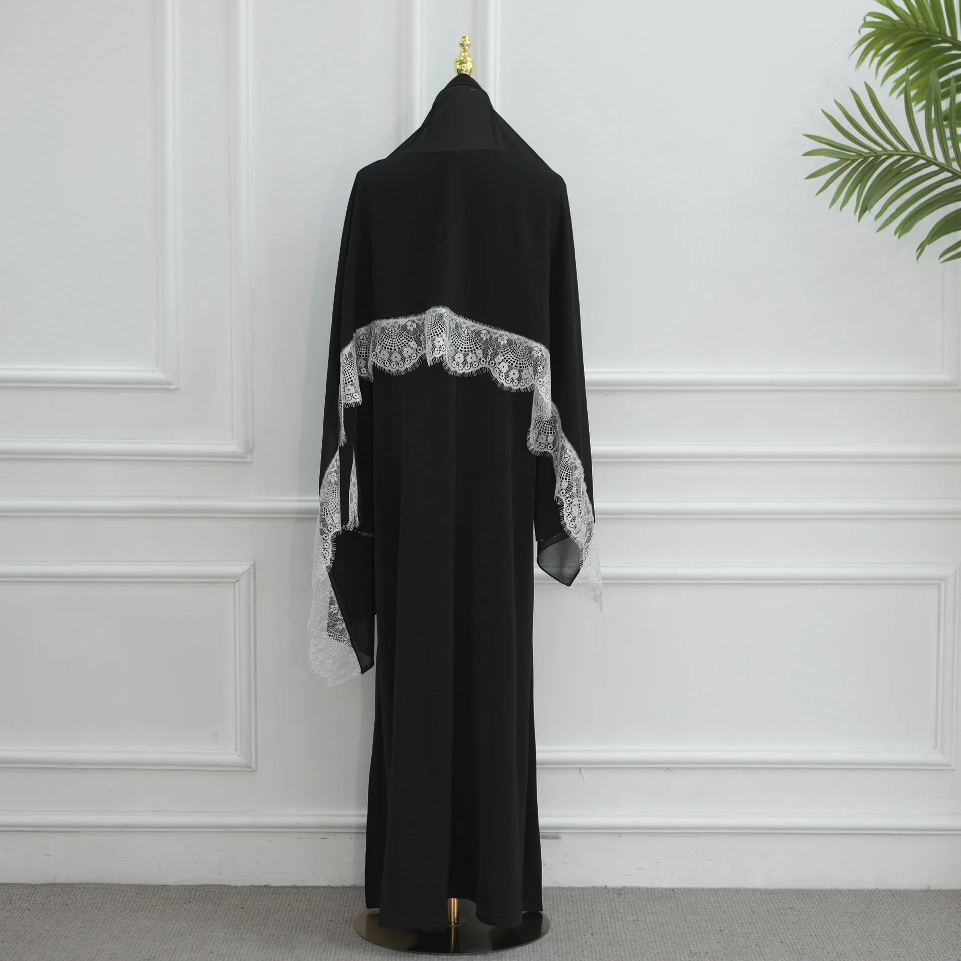 Dress Suit Women Hijab Dresses 2 Piece Set Jalabiya Muslim Lace Abaya