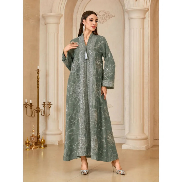 Print Embroidery Abaya – Eid Ramadan Long Robe