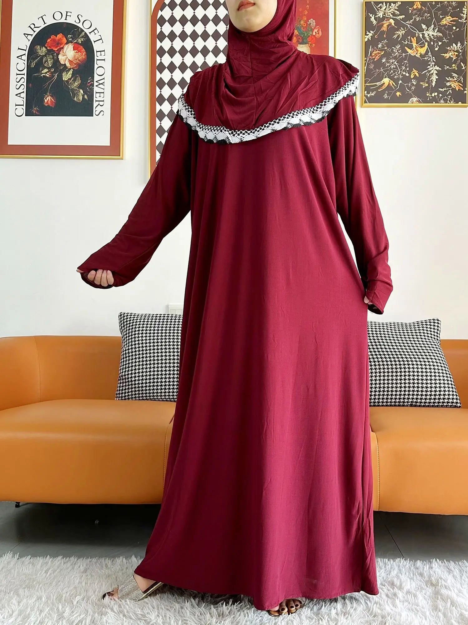 Muslim Solid Cotton Abaya For Women