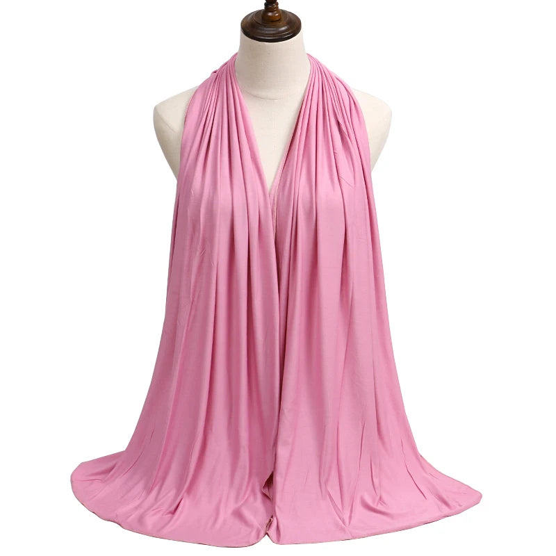 Jersey Modal Cotton Hijab – Soft Solid Color Long Scarf