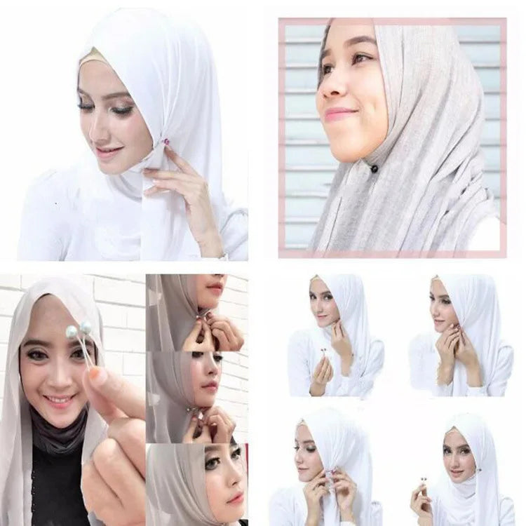 2-Piece Crystal U-Shaped Hijab Pins – Elegant Scarf Clips for Women