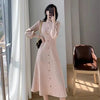Spring Autumn Solid Color Midi Dress