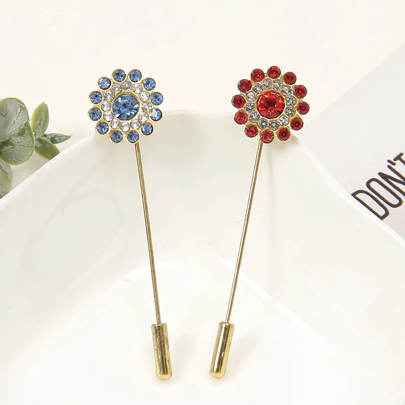 10-Piece Floral Diamond Hijab Brooch Set – Elegant Scarf Pins for Women