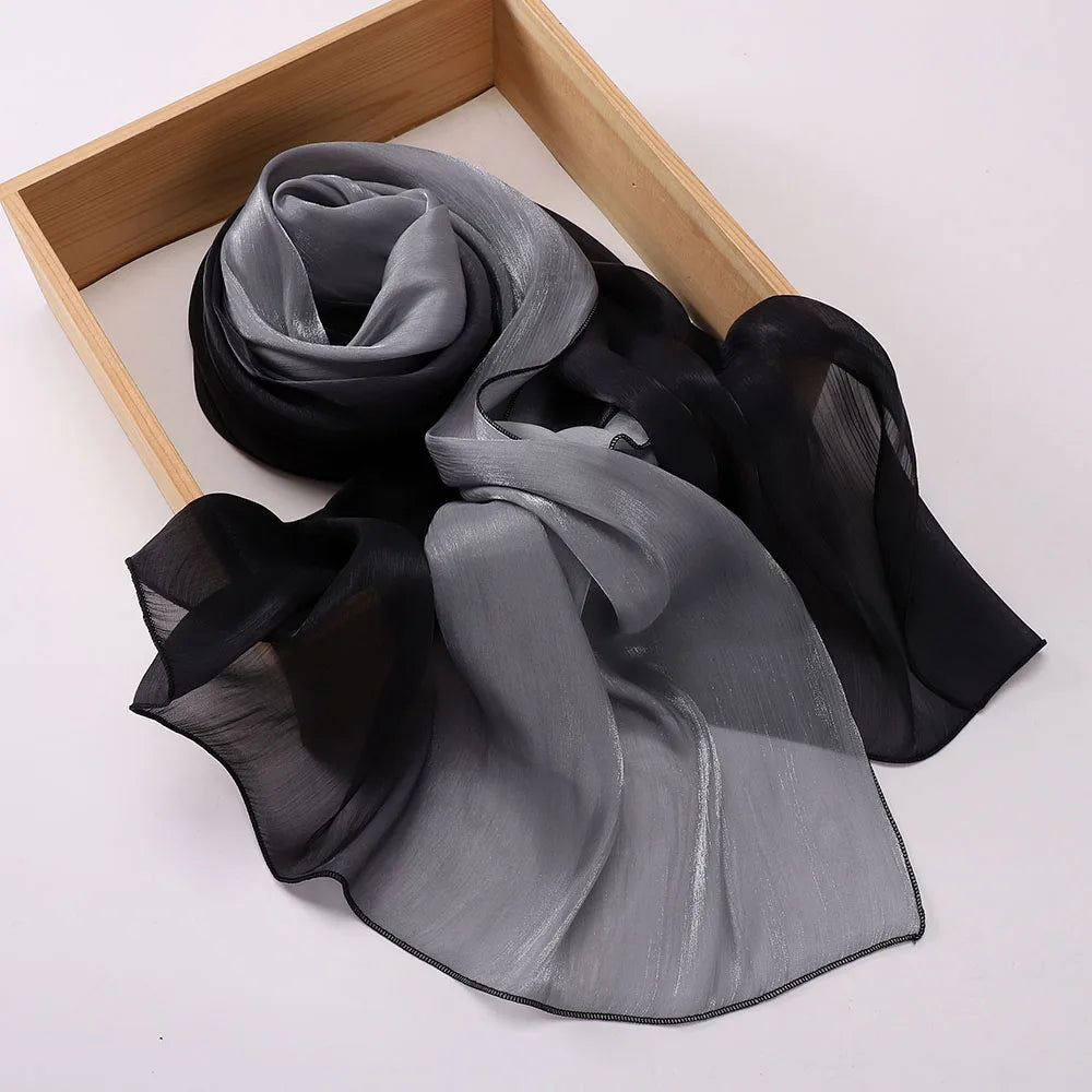 Luxury Two-Tone Gradient Satin Hijab – Elegant Shimmering Headscarf