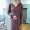 100% Pure Mink Cashmere Knitted Hooded Collar Dress