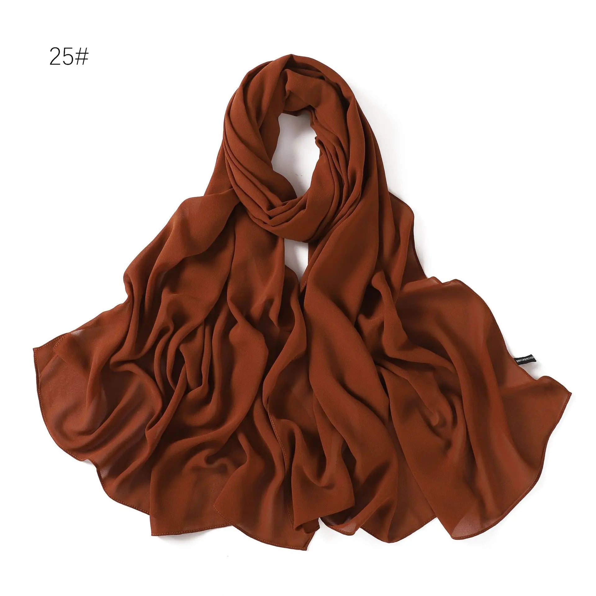 Solid Color Chiffon Hijab Shawl – Large 70x180cm