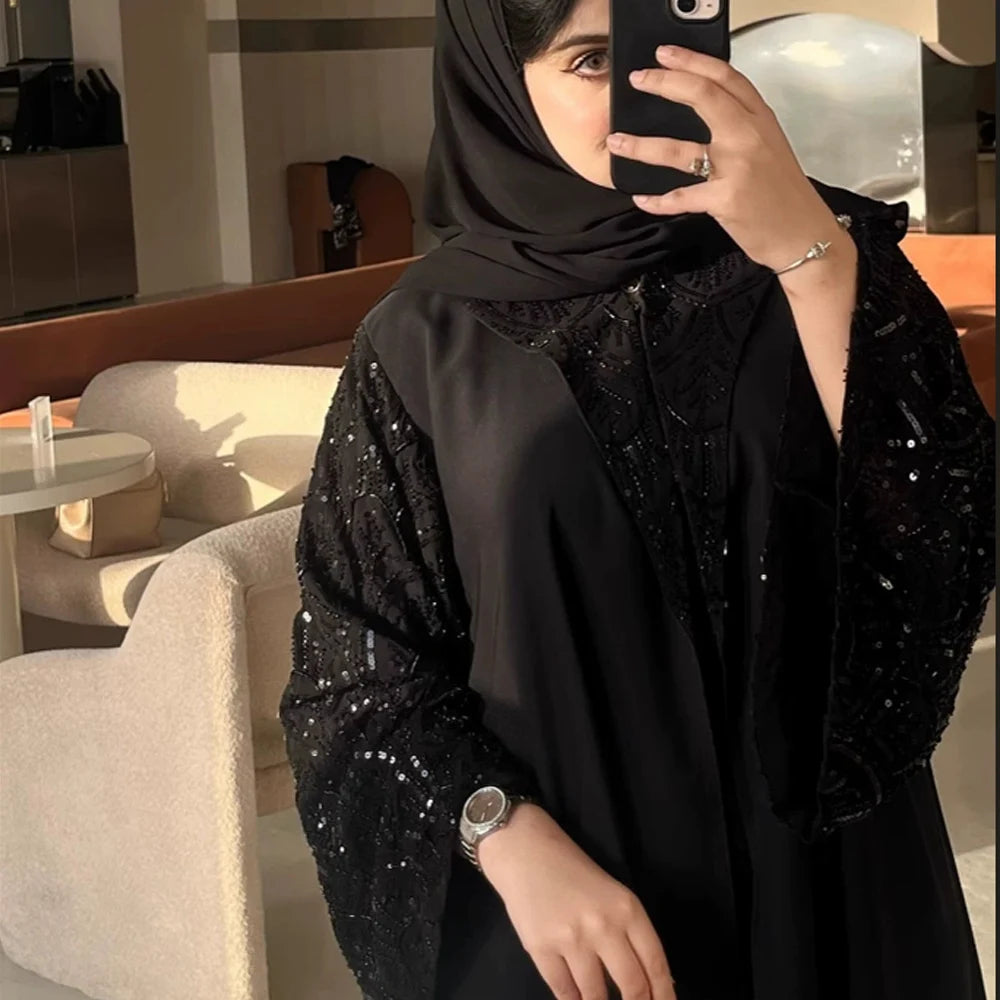 Ramadan Black Open Include Hijab Turban Abaya