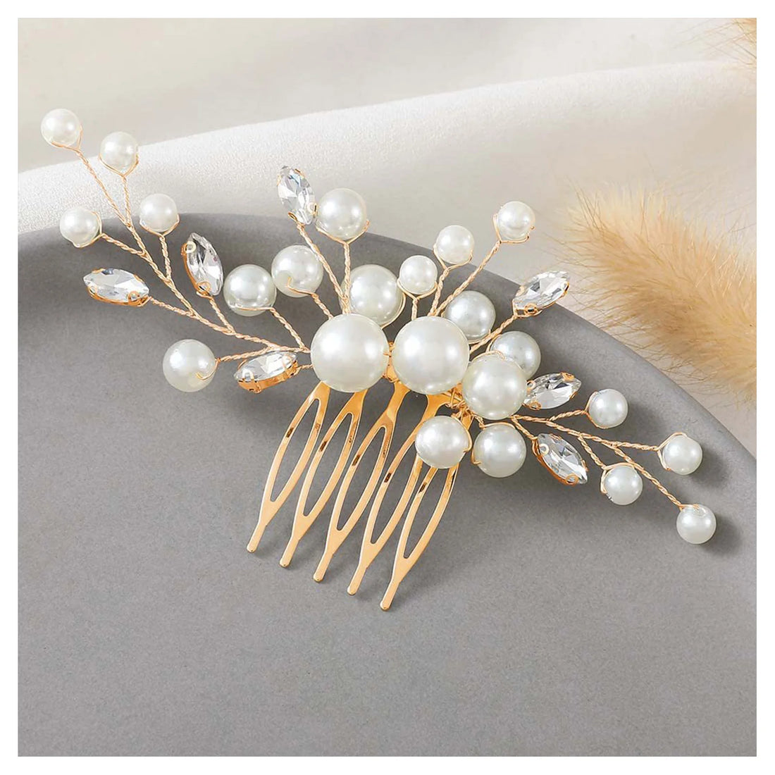 Bridal Pearl Hair Comb – Elegant White Pearl Headpiece for Women
