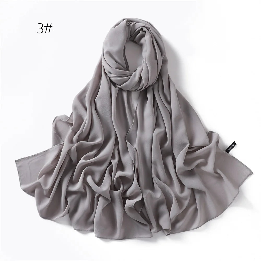 Solid Color Chiffon Hijab Shawl – Large 70x180cm