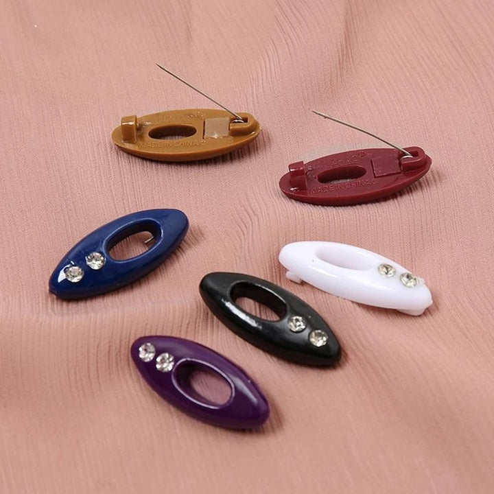 12-Piece Smooth Hijab Pins – Colorful Plastic Safety Scarf Clips