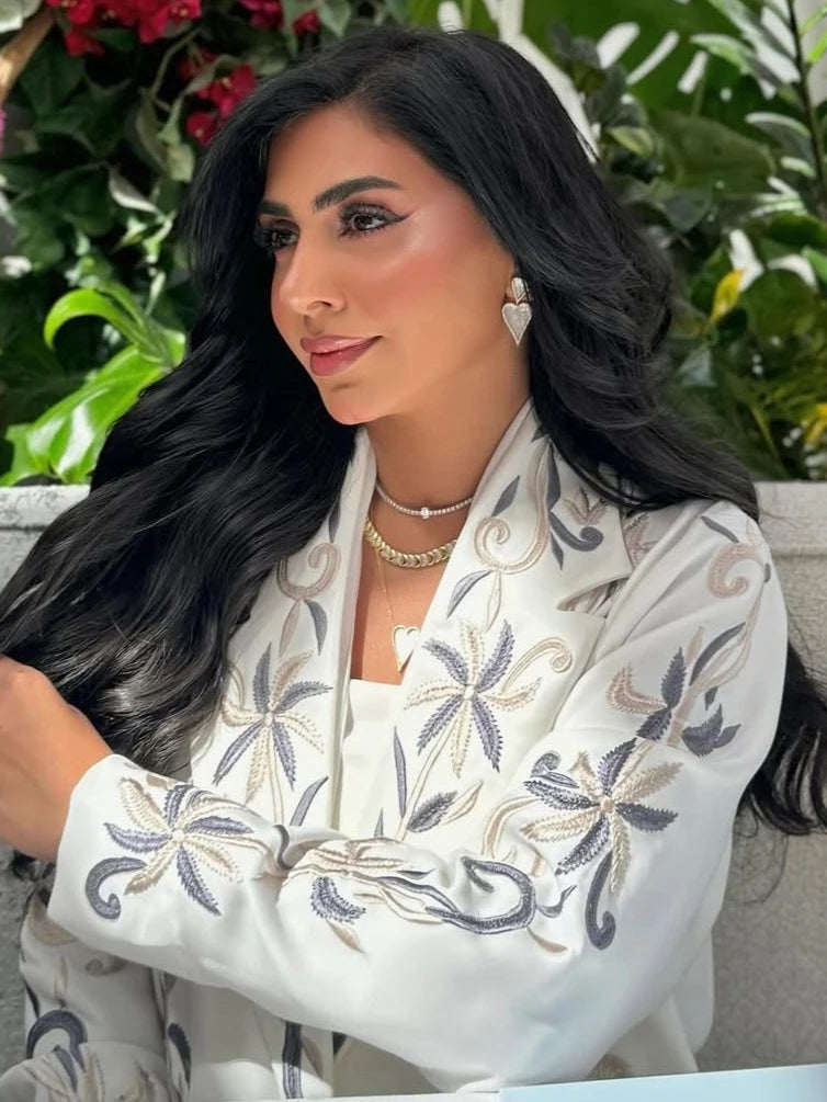 Embroidered Open Abaya – Eid Print Cardigan Kaftan