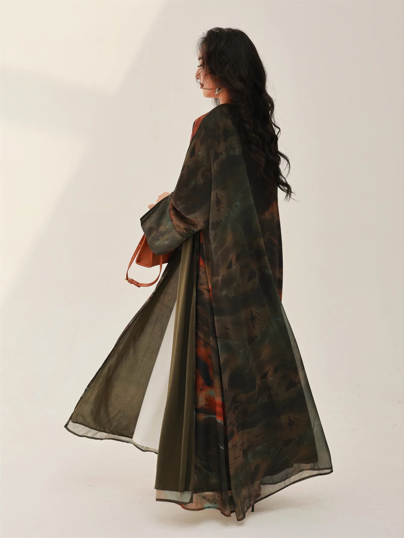 Tie-Dye Open Front Abaya – Arabian Maxi Dress
