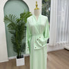 Women Heart Embroidery Long Sleeved Cardigan Muslim Abaya