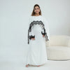 Luxury Lace Edge Abaya with Shoulder Patchwork & Waist-Cinching Design
