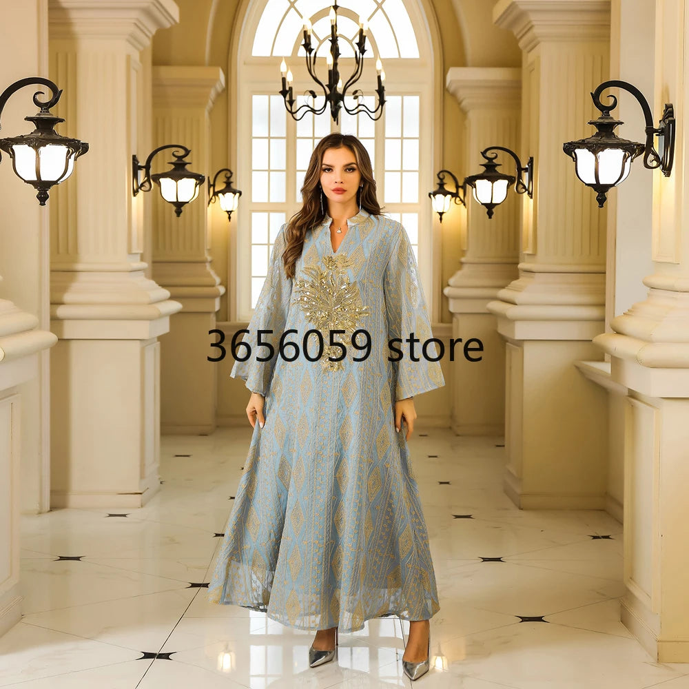 Saudi Glitter Sequin Kaftan – Luxury Evening Dress