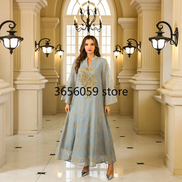 Saudi Glitter Sequin Kaftan – Luxury Evening Dress