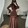Fall 2026 New Arrivals: Women's Satin Fitted-Waist Bell-Sleeve Maxi Dress—