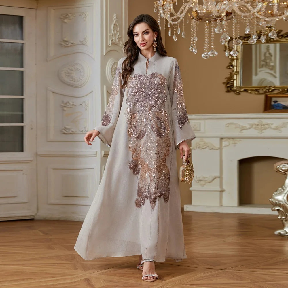 Diamond & Sequin Abaya – Wedding & Evening Party Dress