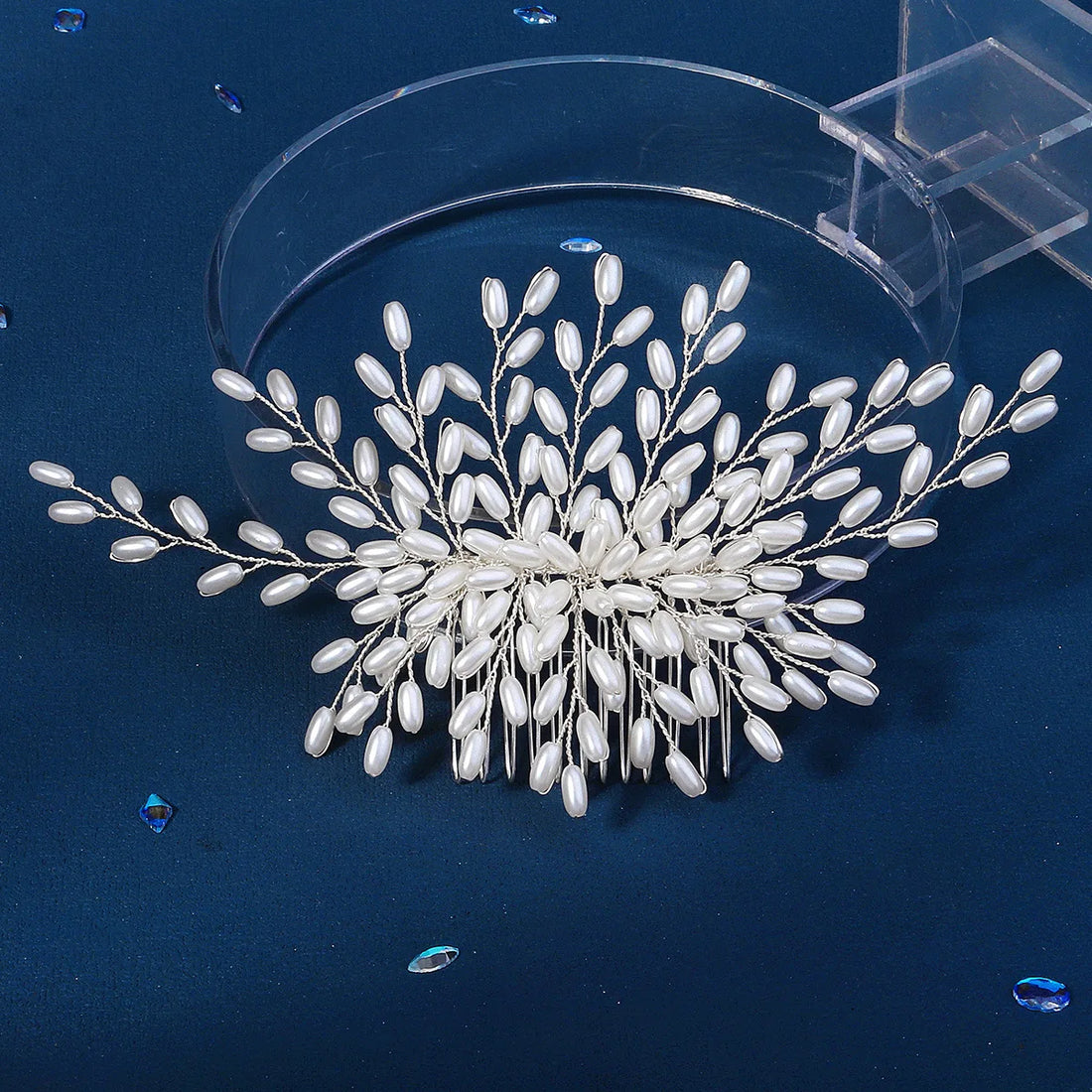 Elegant Pearl Hair Comb – Handmade Bridal Hairpin for Women & Girls