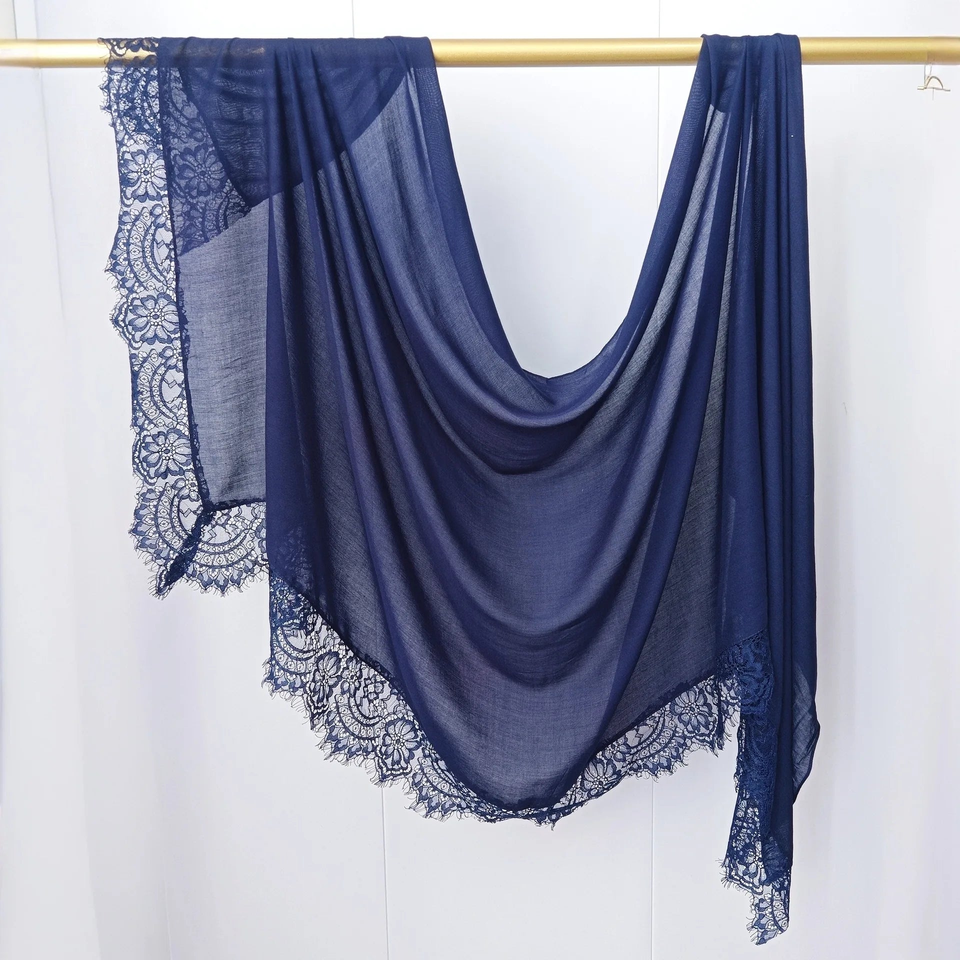 Lace Edge Modal Hijab Scarf – Breathable Cotton Turban Shawl