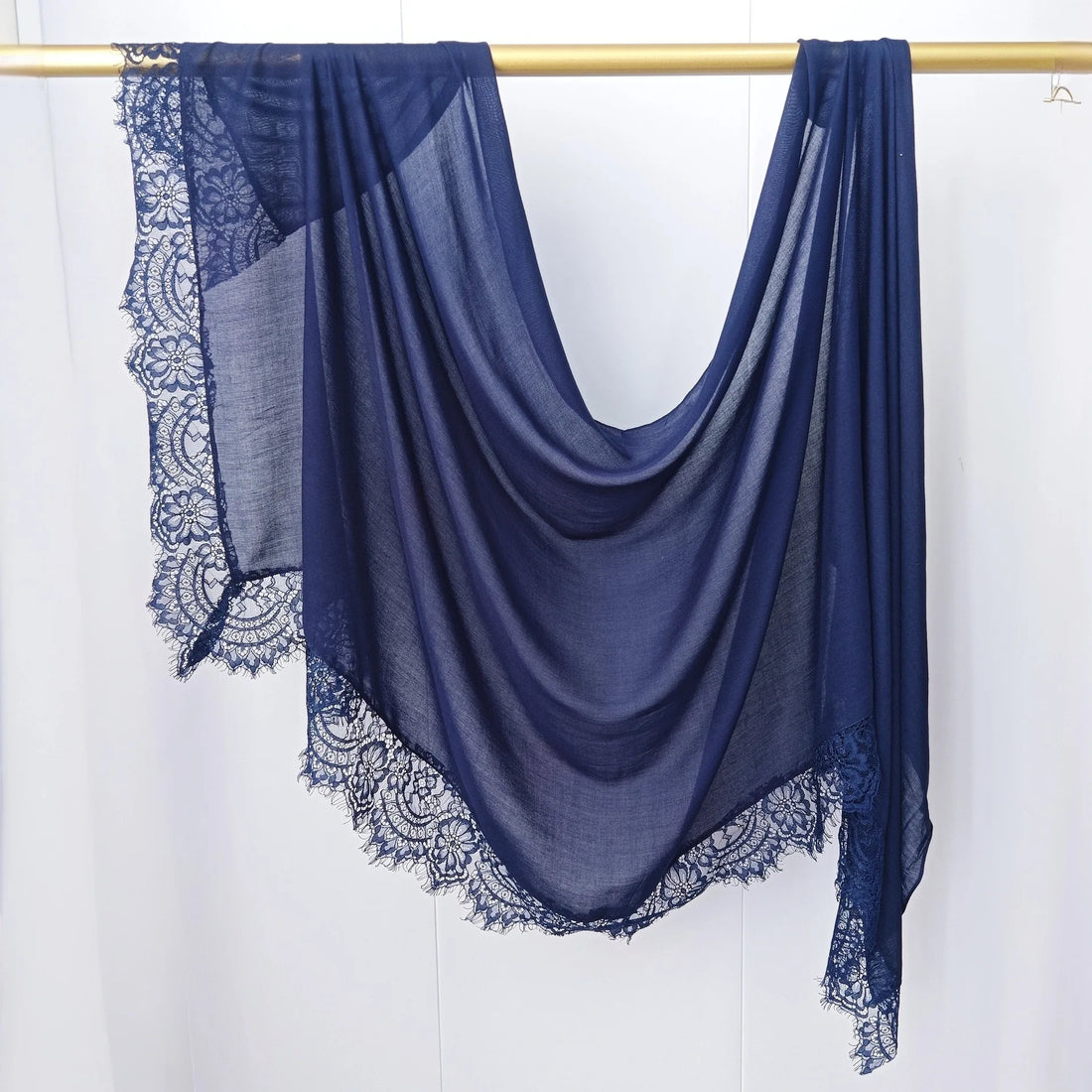 Lace Edge Modal Hijab Scarf – Breathable Cotton Turban Shawl
