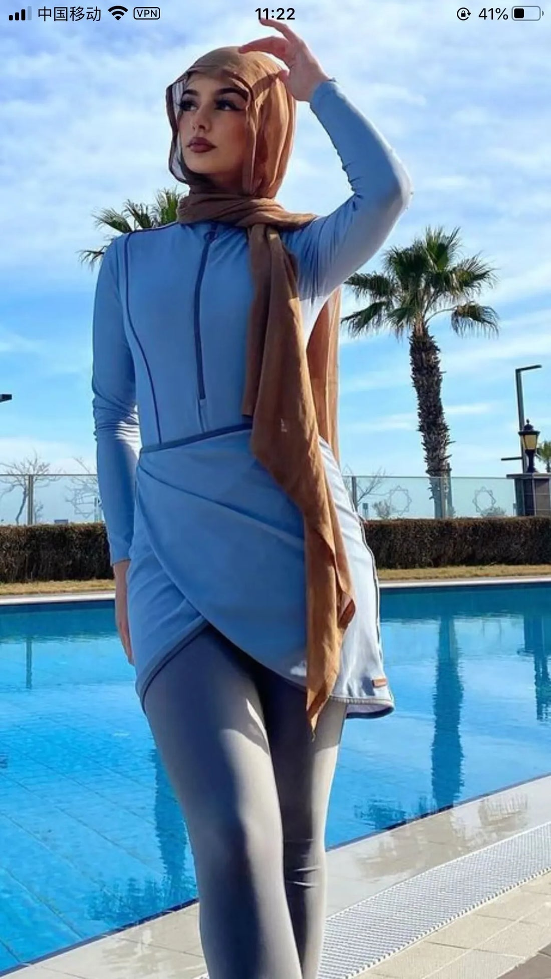 New Muslim Swimwear Women Modest Patchwork Hijab Long Sleeves Sport Swimsuit