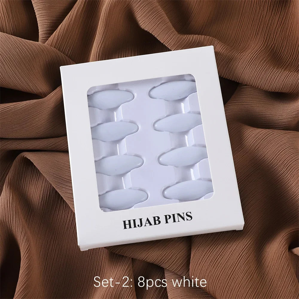 8-Piece Colorful Hijab Safety Pins – Secure Scarf Buckle & Brooch Set