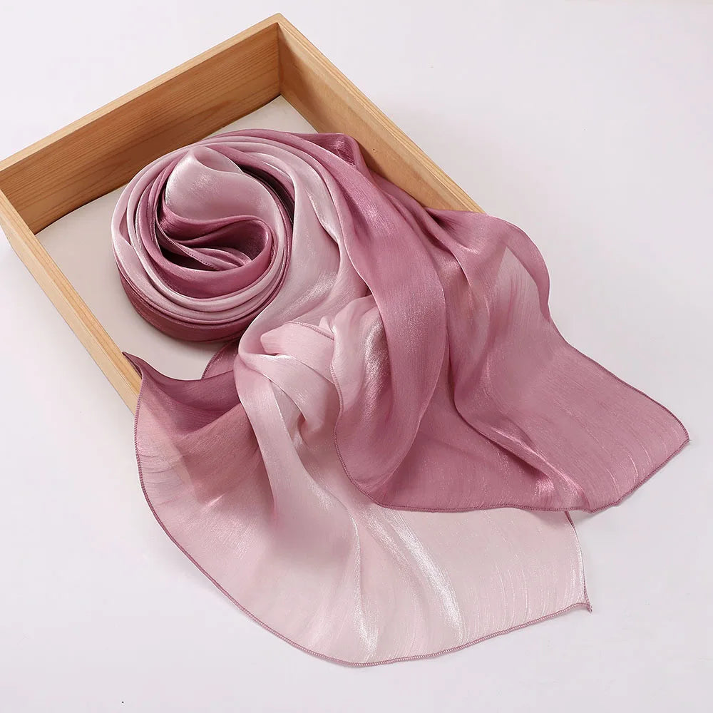 Luxury Two-Tone Gradient Satin Hijab – Elegant Shimmering Headscarf