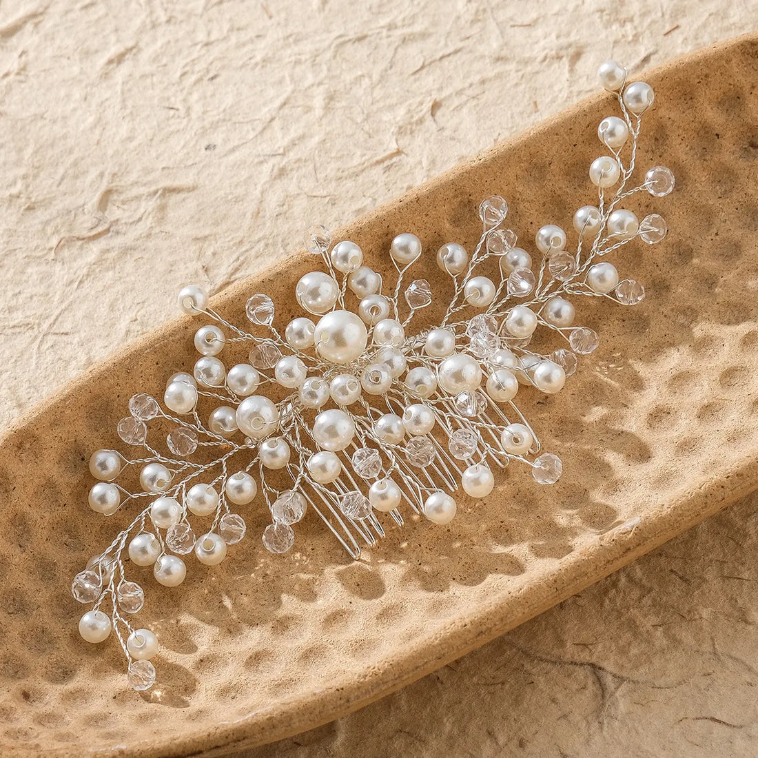 Elegant Pearl Hair Comb – Handmade Bridal Hairpin for Women & Girls