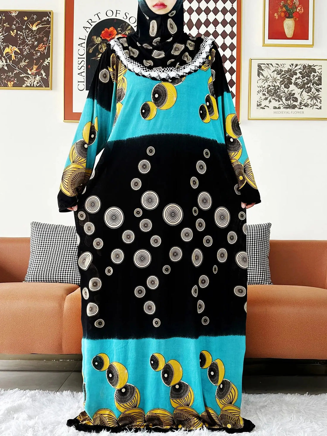 Muslim Solid Cotton Abaya For Women