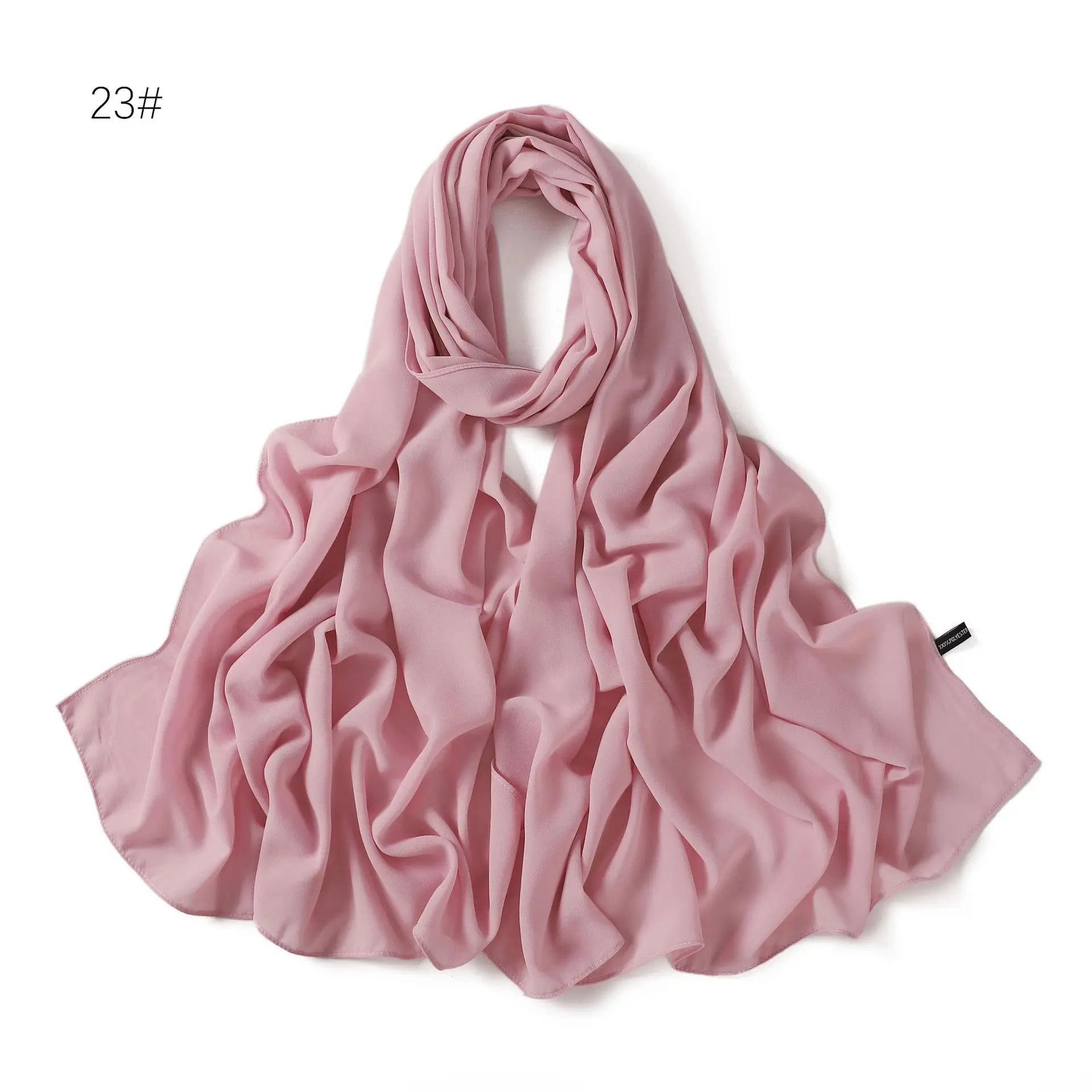 Solid Color Chiffon Hijab Shawl – Large 70x180cm