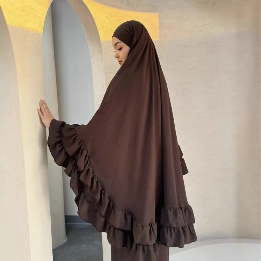 Muslim Dresses Hijab 2 Piece Sets Women Modest Abayas