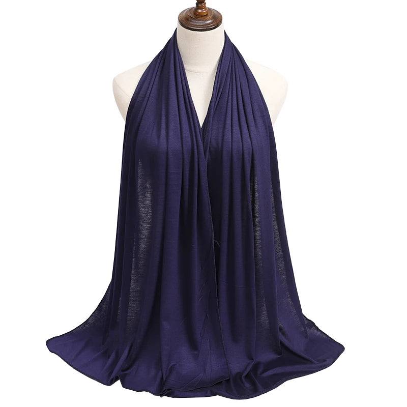 Soft Cotton Jersey Hijab – Long Plain Stretch Scarf