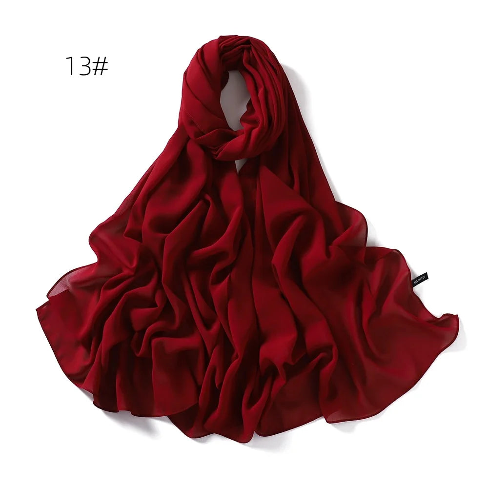 Solid Color Chiffon Hijab Shawl – Large 70x180cm